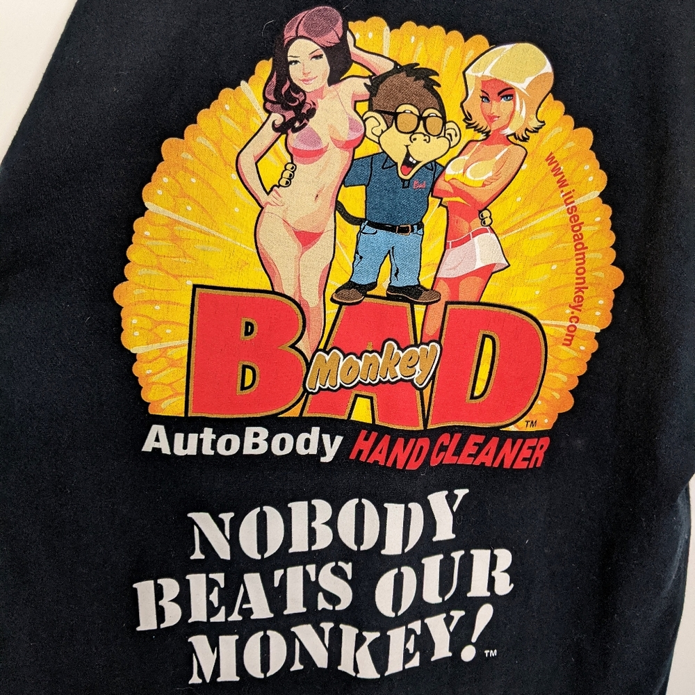 Mens XL Bad Monkey Funny Humorous T-shirt Black
